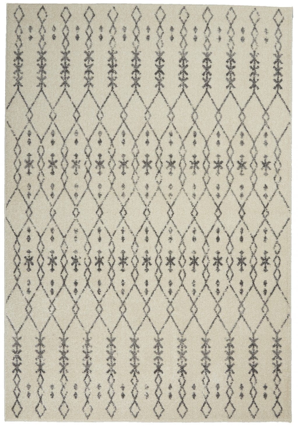 2’ X 10’ Ivory And Gray Geometric Runner Rug
