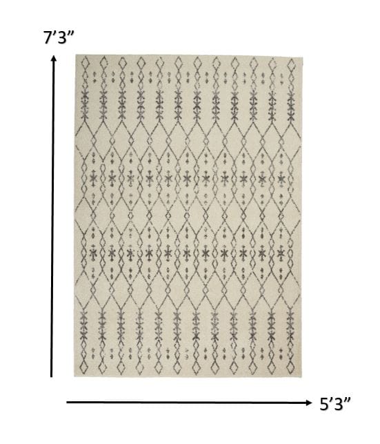 2’ X 10’ Ivory And Gray Geometric Runner Rug