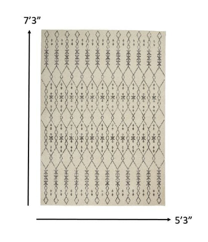 2’ X 10’ Ivory And Gray Geometric Runner Rug