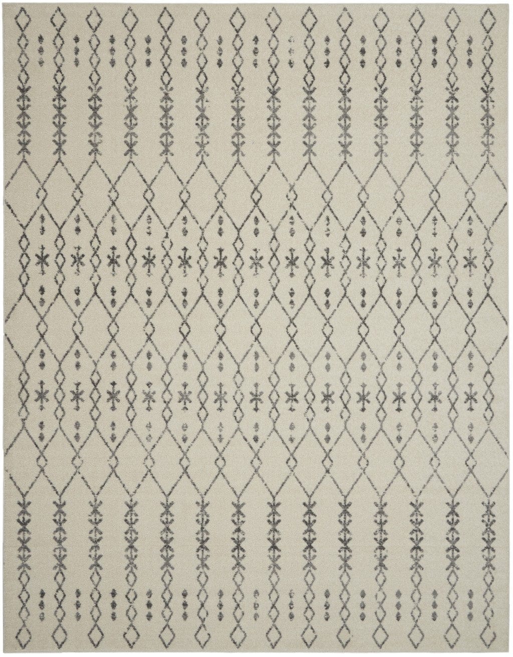 2’ X 10’ Ivory And Gray Geometric Runner Rug