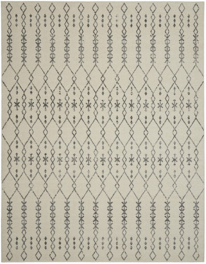 2’ X 10’ Ivory And Gray Geometric Runner Rug