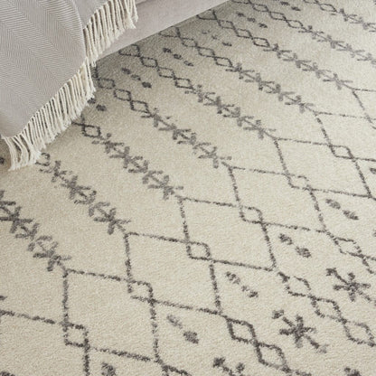 2’ X 10’ Ivory And Gray Geometric Runner Rug