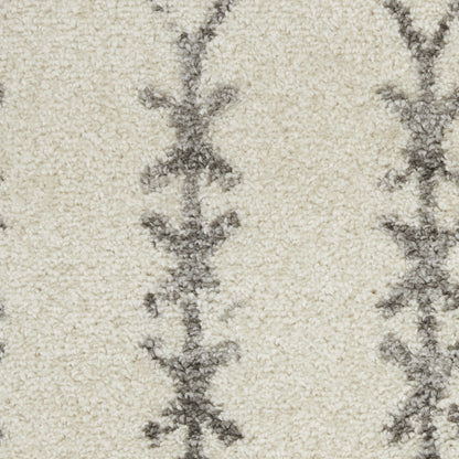 2’ X 10’ Ivory And Gray Geometric Runner Rug