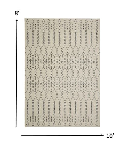 2’ X 10’ Ivory And Gray Geometric Runner Rug