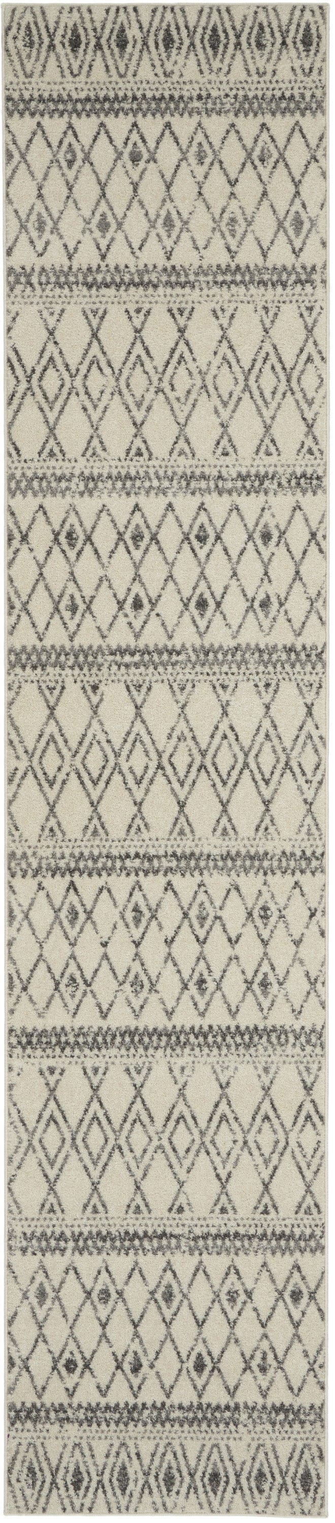 2’ X 10’ Ivory And Gray Berber Pattern Runner Rug