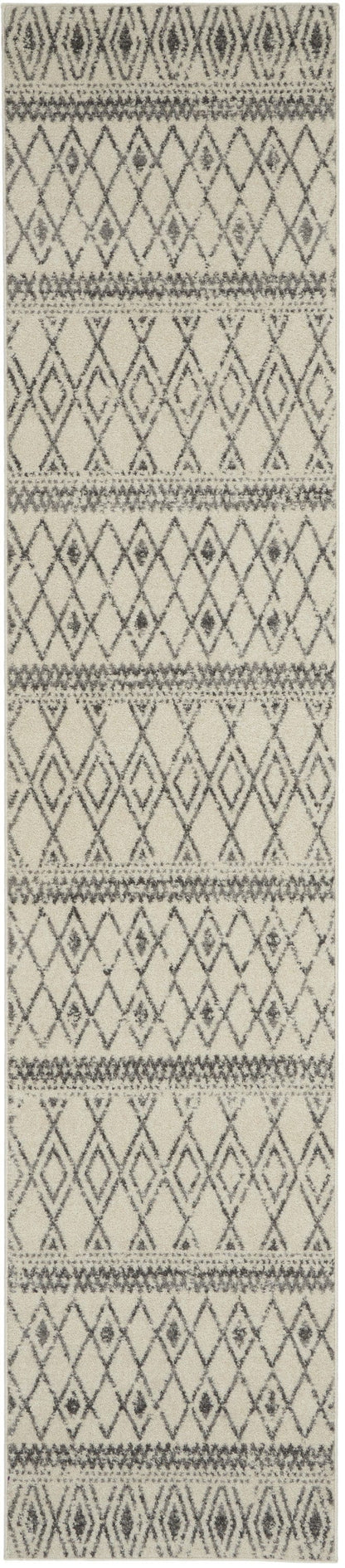 2’ X 10’ Ivory And Gray Berber Pattern Runner Rug
