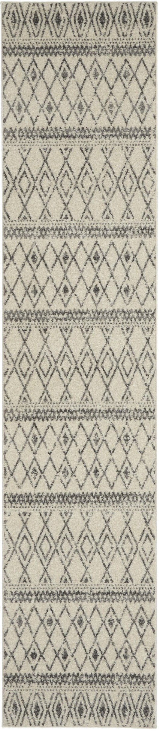 2’ X 10’ Ivory And Gray Berber Pattern Runner Rug