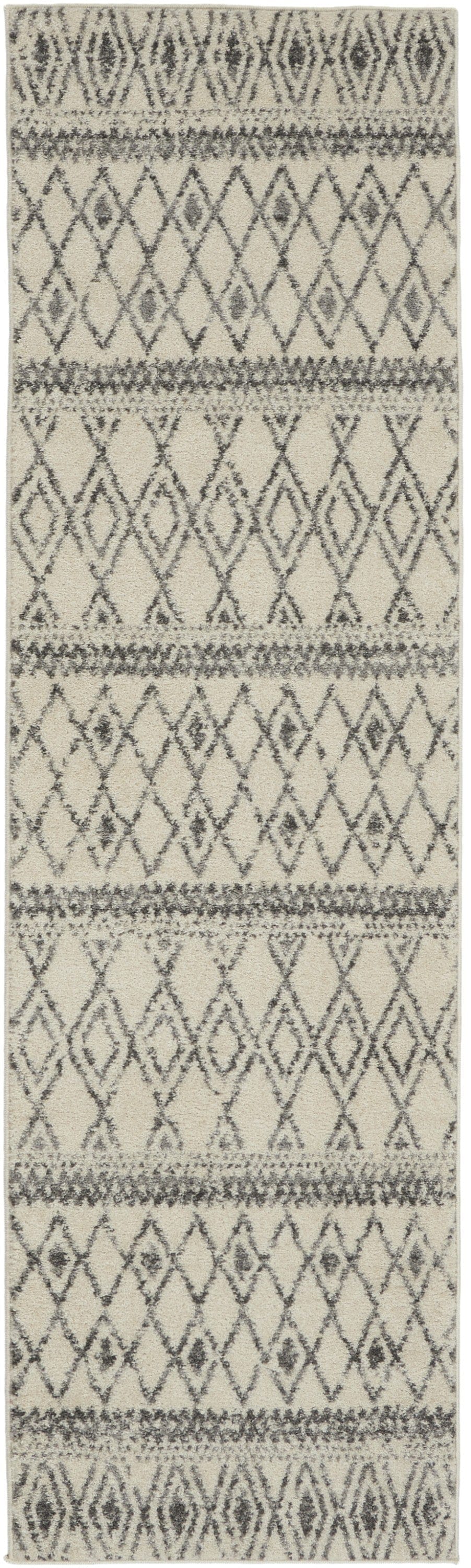 2’ X 10’ Ivory And Gray Berber Pattern Runner Rug