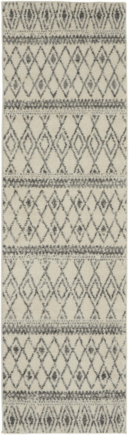 2’ X 10’ Ivory And Gray Berber Pattern Runner Rug