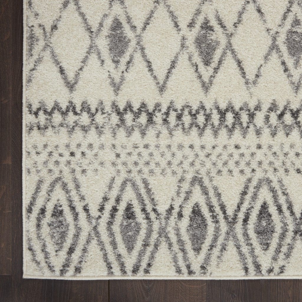 2’ X 10’ Ivory And Gray Berber Pattern Runner Rug