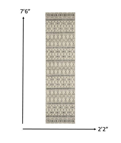 2’ X 10’ Ivory And Gray Berber Pattern Runner Rug