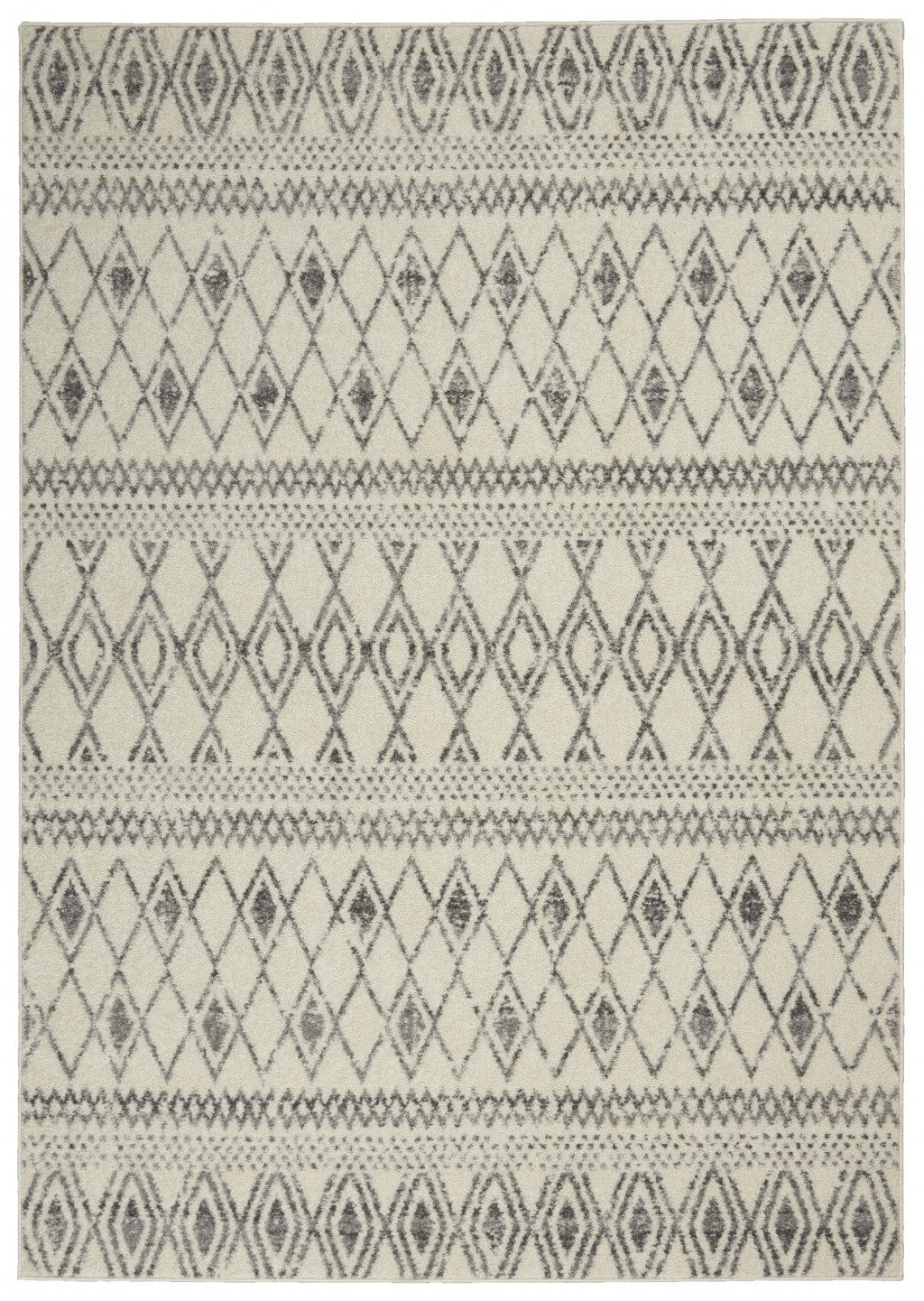 2’ X 10’ Ivory And Gray Berber Pattern Runner Rug
