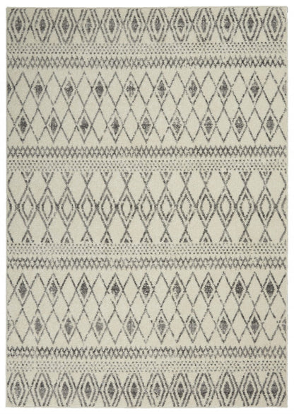 2’ X 10’ Ivory And Gray Berber Pattern Runner Rug