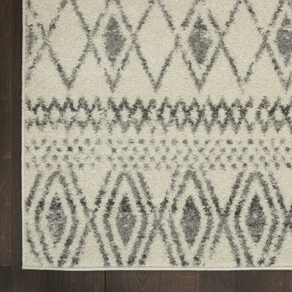2’ X 10’ Ivory And Gray Berber Pattern Runner Rug
