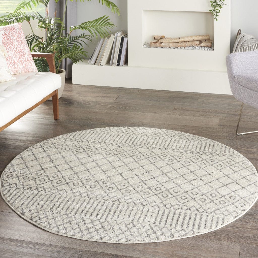2’ X 3’ Ivory And Gray Geometric Scatter Rug