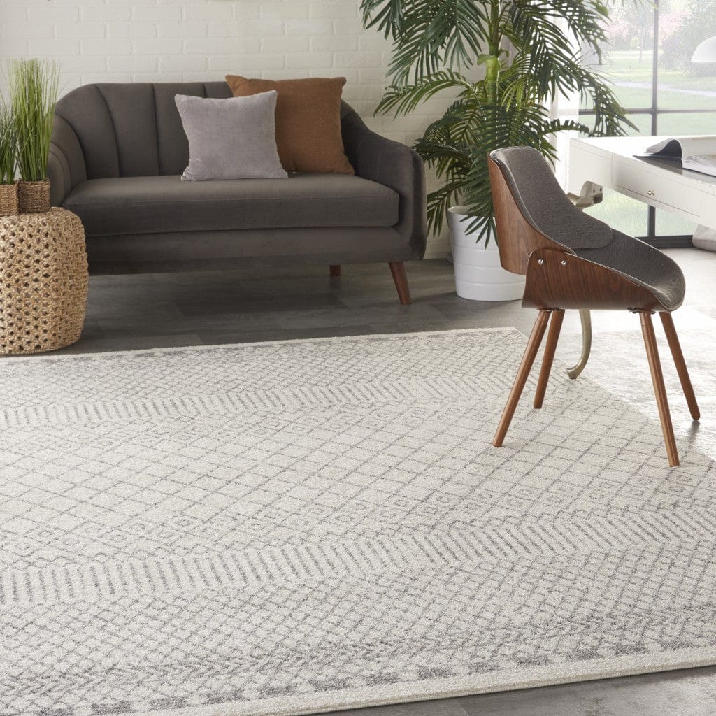 2’ X 3’ Ivory And Gray Geometric Scatter Rug