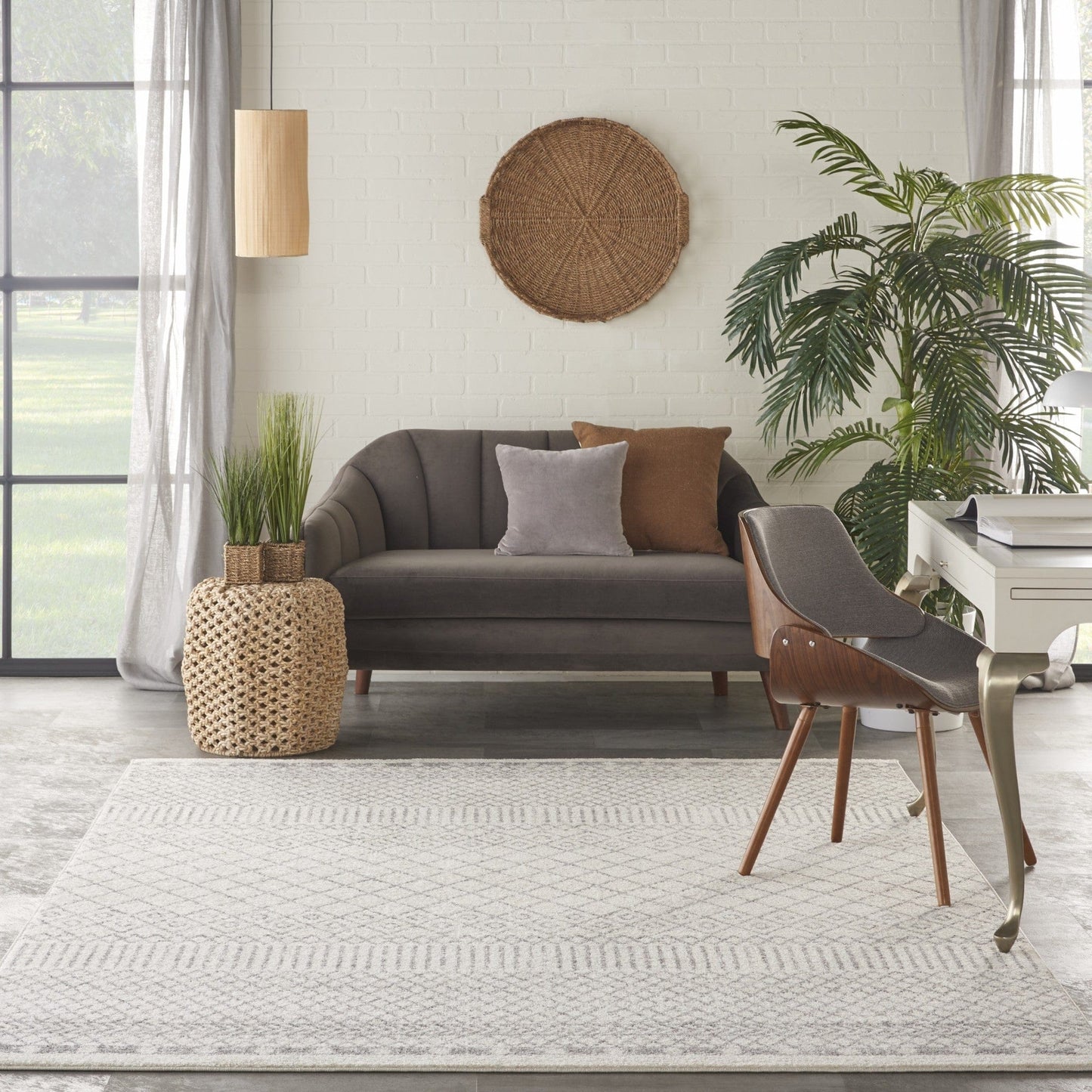 2’ X 3’ Ivory And Gray Geometric Scatter Rug