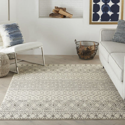 4’ X 6’ Ivory And Gray Geometric Area Rug
