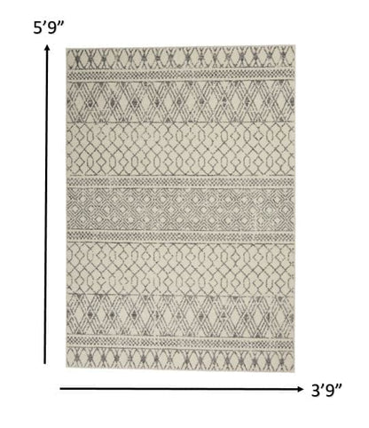 4’ X 6’ Ivory And Gray Geometric Area Rug