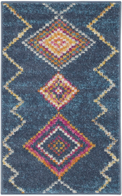 2’ X 3’ Navy Blue Berber Pattern Scatter Rug