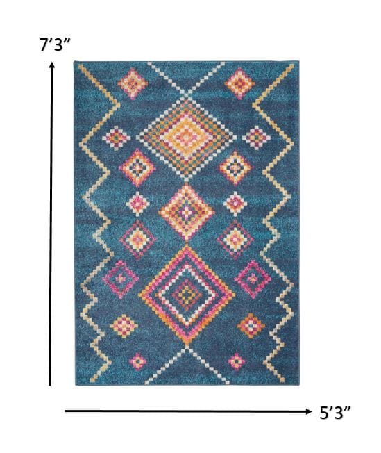 2’ X 3’ Navy Blue Berber Pattern Scatter Rug