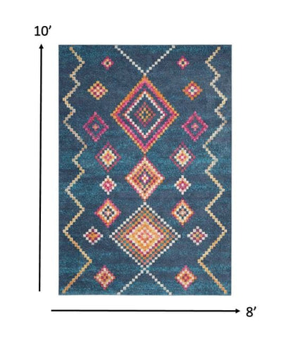 2’ X 3’ Navy Blue Berber Pattern Scatter Rug