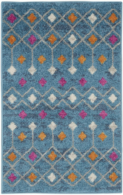 2’ X 3’ Blue Jewels Geometric Scatter Rug