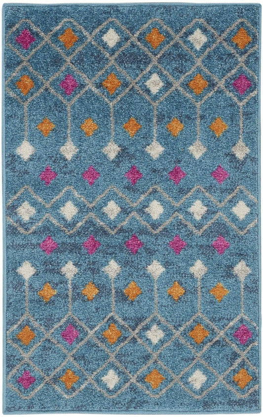 2’ X 3’ Blue Jewels Geometric Scatter Rug