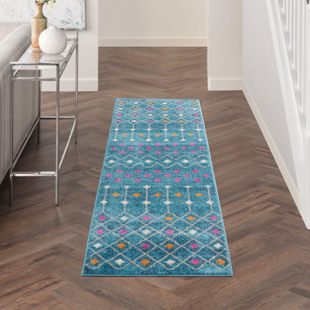 2’ X 3’ Blue Jewels Geometric Scatter Rug