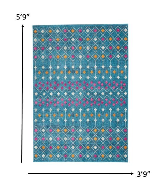 2’ X 3’ Blue Jewels Geometric Scatter Rug