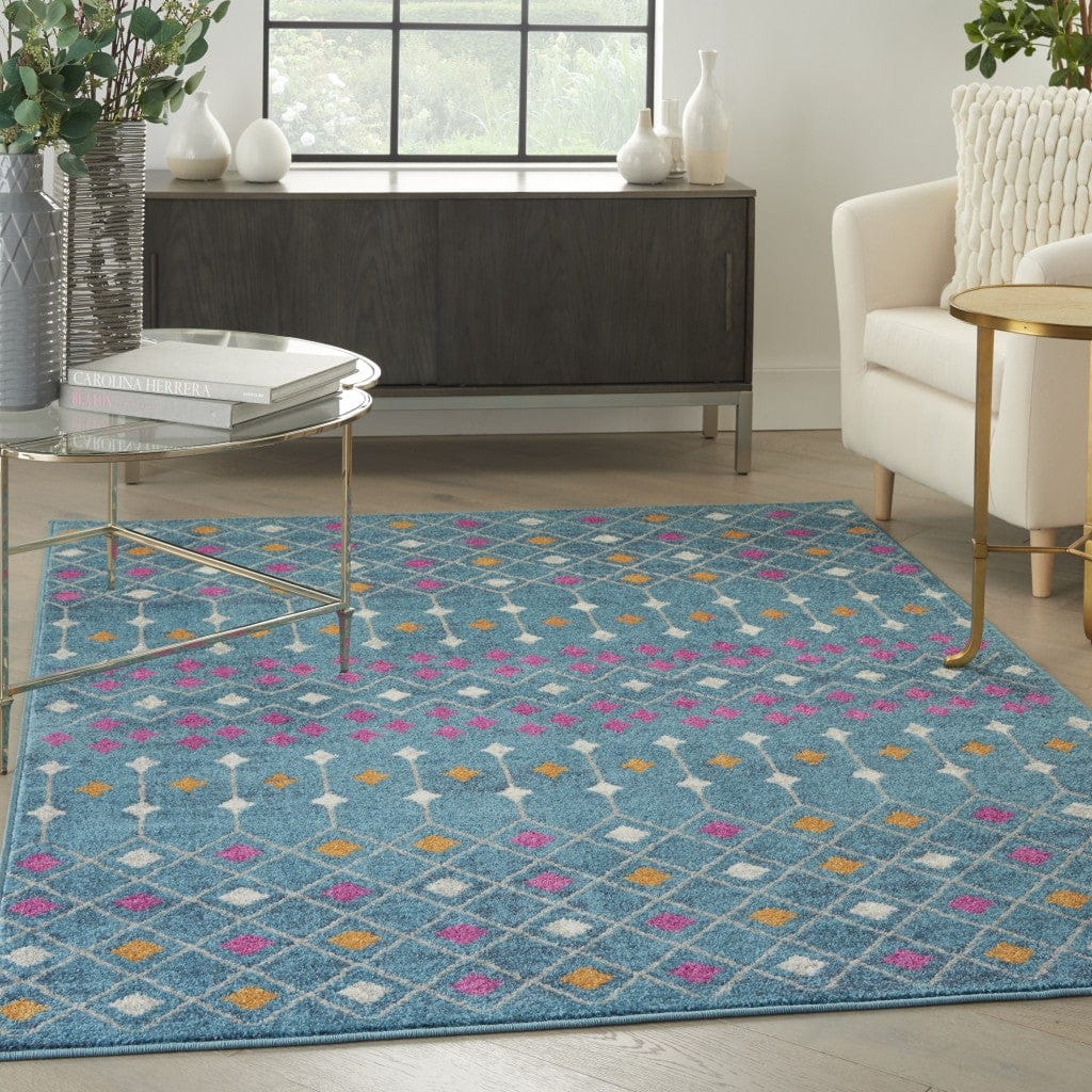 2’ X 3’ Blue Jewels Geometric Scatter Rug