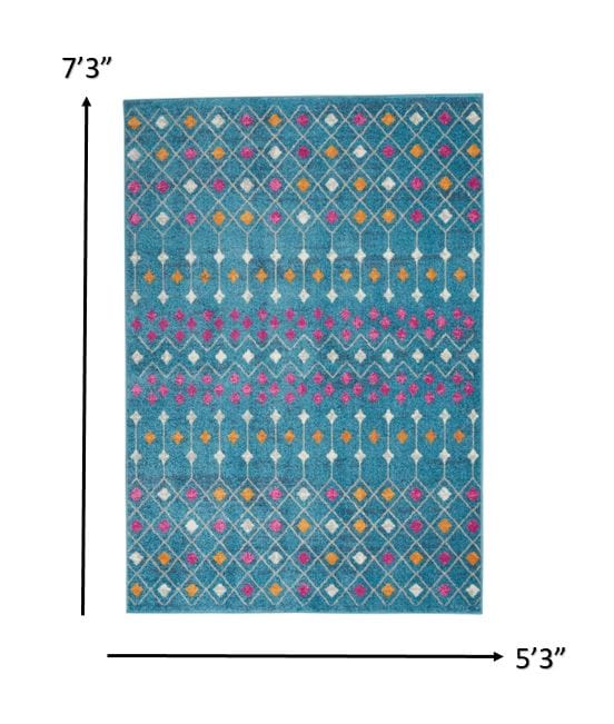 2’ X 3’ Blue Jewels Geometric Scatter Rug