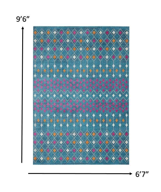 2’ X 3’ Blue Jewels Geometric Scatter Rug