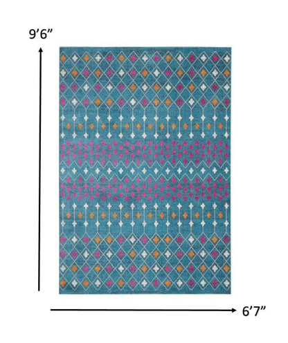 2’ X 3’ Blue Jewels Geometric Scatter Rug