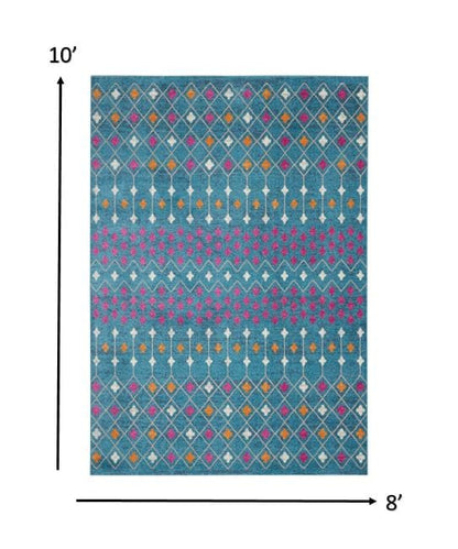 2’ X 3’ Blue Jewels Geometric Scatter Rug