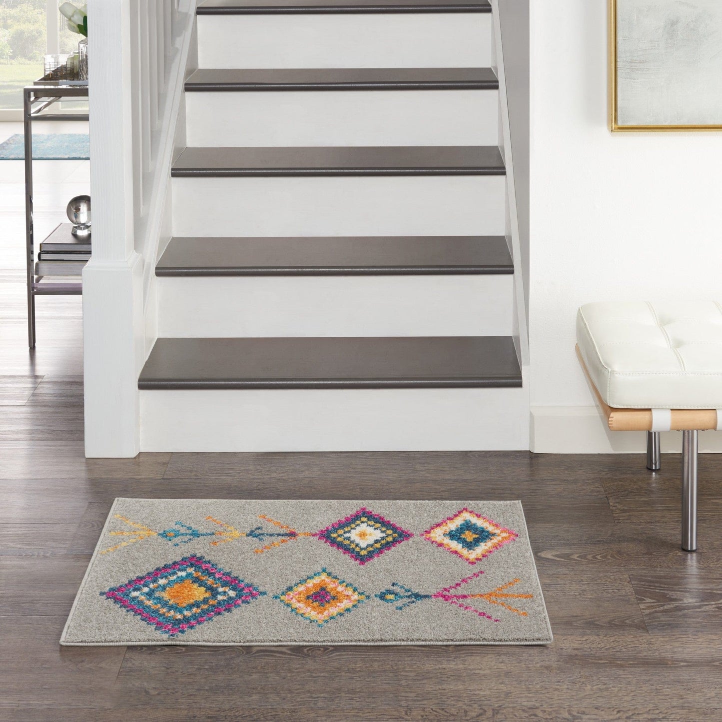 2’ X 3’ Gray And Multicolor Geometric Scatter Rug