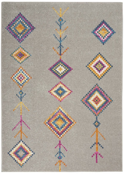 2’ X 3’ Gray And Multicolor Geometric Scatter Rug