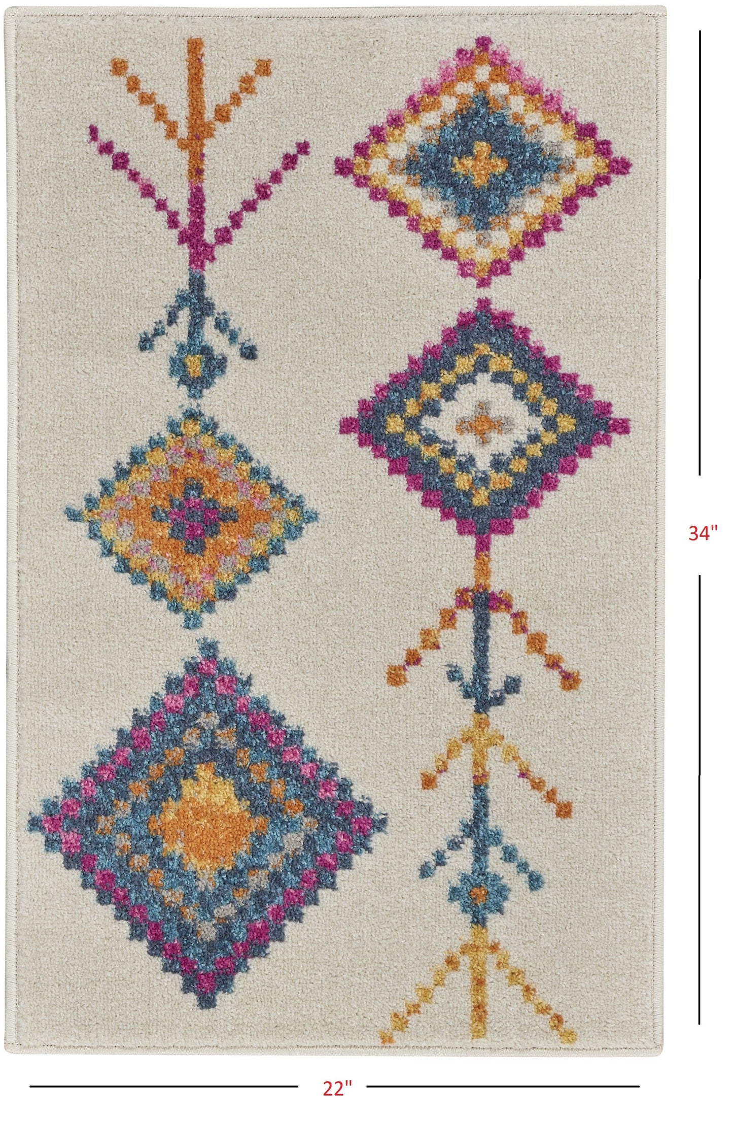 2’ X 3’ Ivory Boho Jewels Geometric Scatter Rug