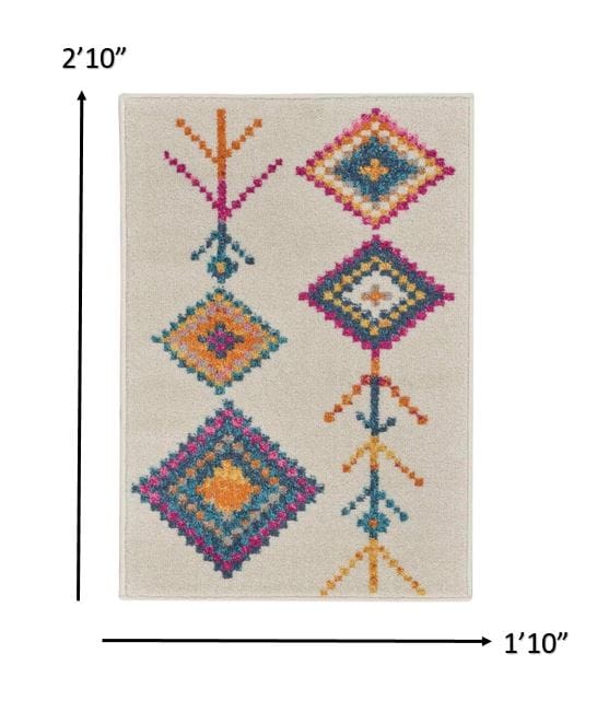 2’ X 3’ Ivory Boho Jewels Geometric Scatter Rug