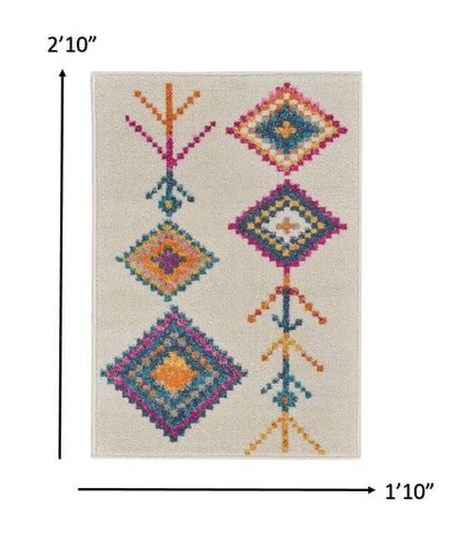 2’ X 3’ Ivory Boho Jewels Geometric Scatter Rug