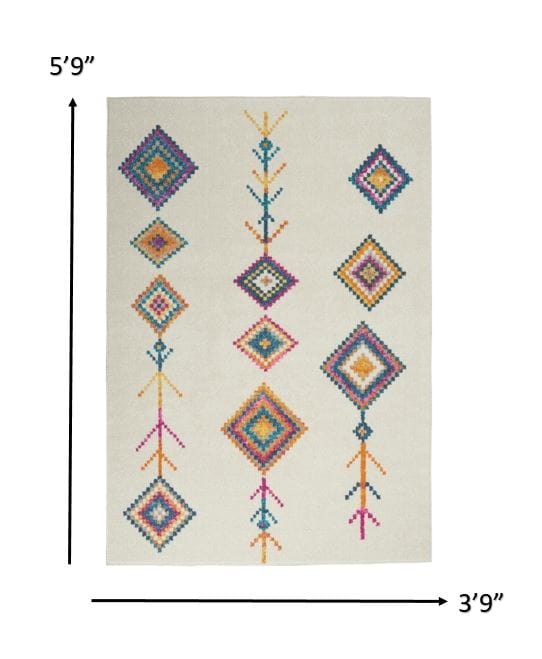 2’ X 3’ Ivory Boho Jewels Geometric Scatter Rug