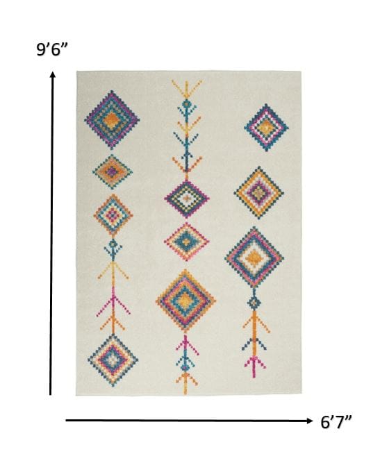 2’ X 3’ Ivory Boho Jewels Geometric Scatter Rug