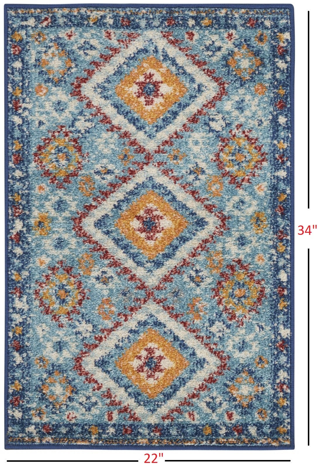 2’ X 3’ Blue And Multi Diamonds Scatter Rug