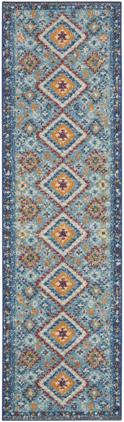 2’ X 3’ Blue And Multi Diamonds Scatter Rug