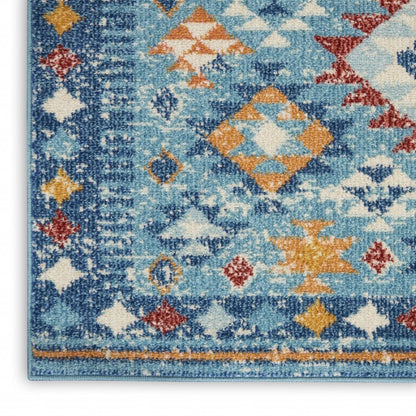 2’ X 3’ Blue And Multi Diamonds Scatter Rug