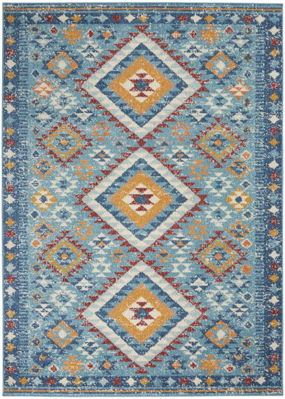2’ X 3’ Blue And Multi Diamonds Scatter Rug