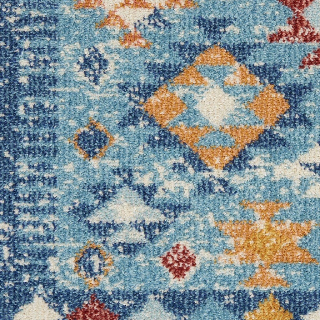 2’ X 3’ Blue And Multi Diamonds Scatter Rug