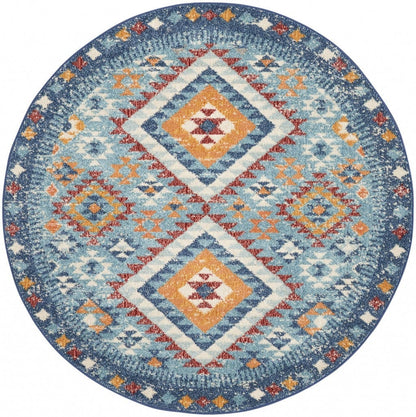 2’ X 3’ Blue And Multi Diamonds Scatter Rug