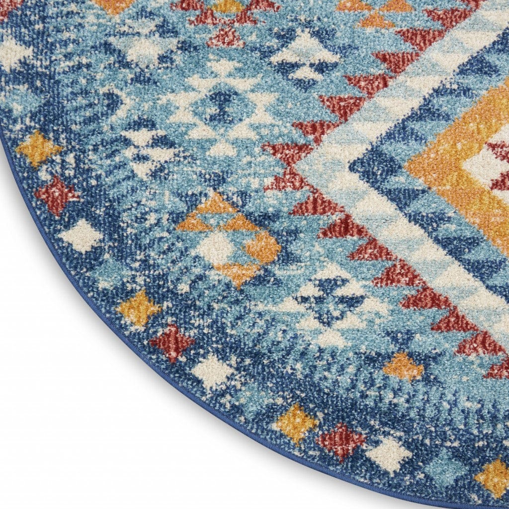2’ X 3’ Blue And Multi Diamonds Scatter Rug