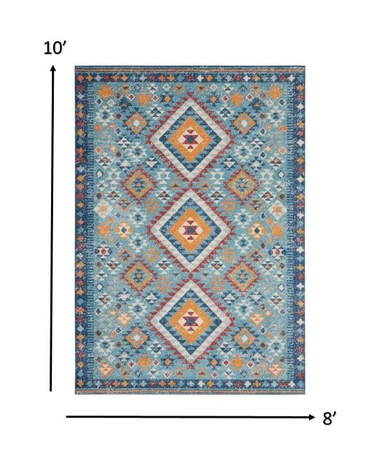 2’ X 3’ Blue And Multi Diamonds Scatter Rug